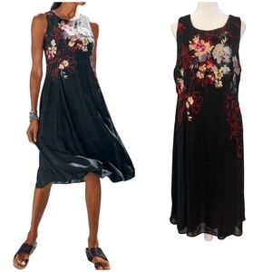 Soft Surroundings Cadenza embroidered floral sleeveless midi dress size 12